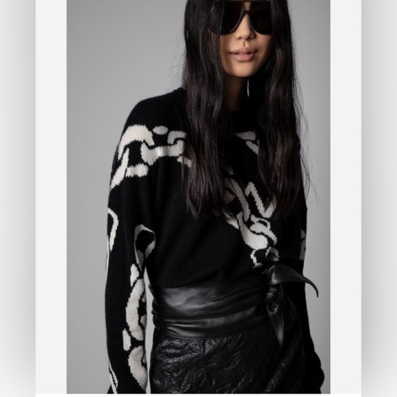 NEW Zadig & Voltaire starry distressed cashmere sweater - Picture 2 of 11